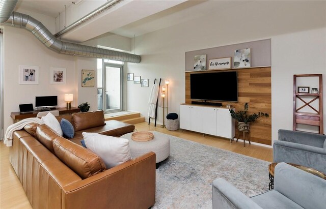 living room with light wood-type flooring