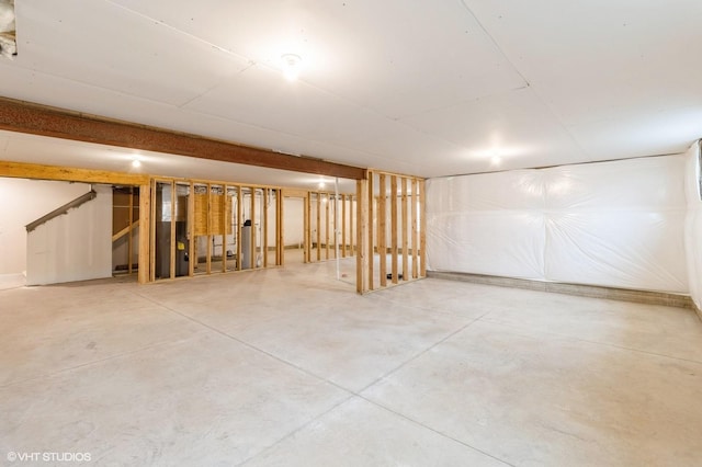 view of unfinished basement