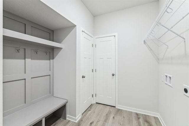 mudroom with light wood-type flooring