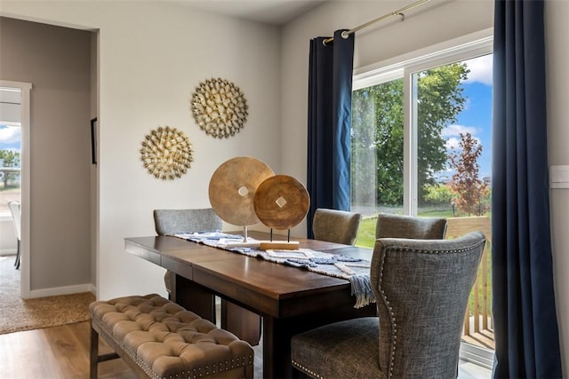 dining area with hardwood / wood-style floors