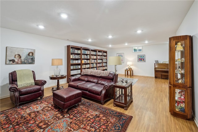 living room with light hardwood / wood-style flooring