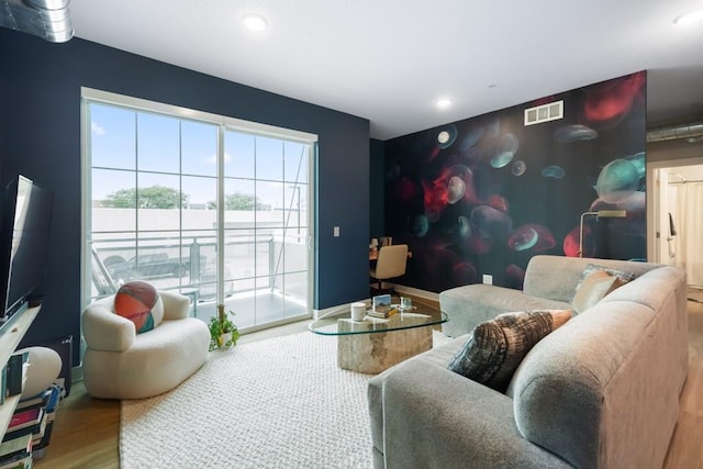 living room with wood-type flooring