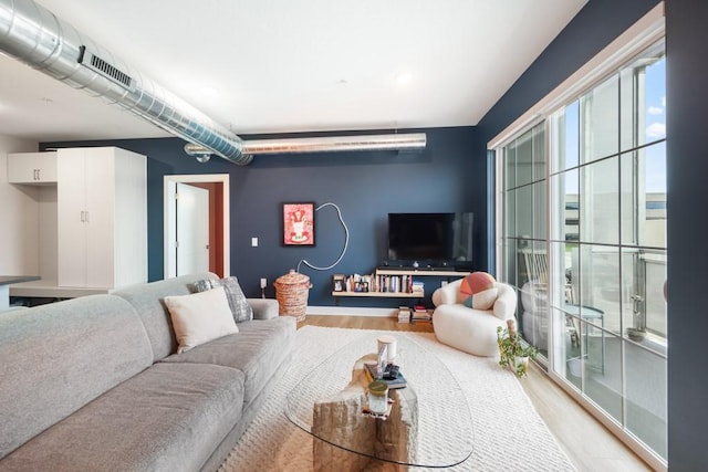 living room featuring light hardwood / wood-style floors