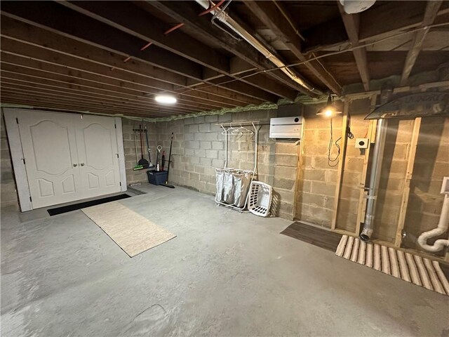 basement with a wall unit AC