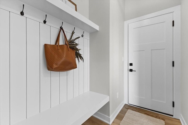 mudroom featuring light hardwood / wood-style flooring