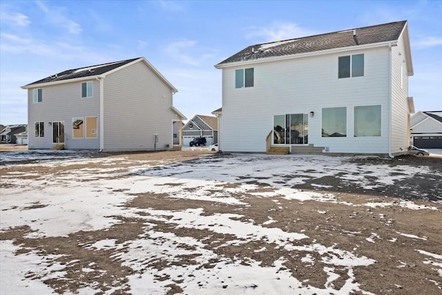 view of snow covered property