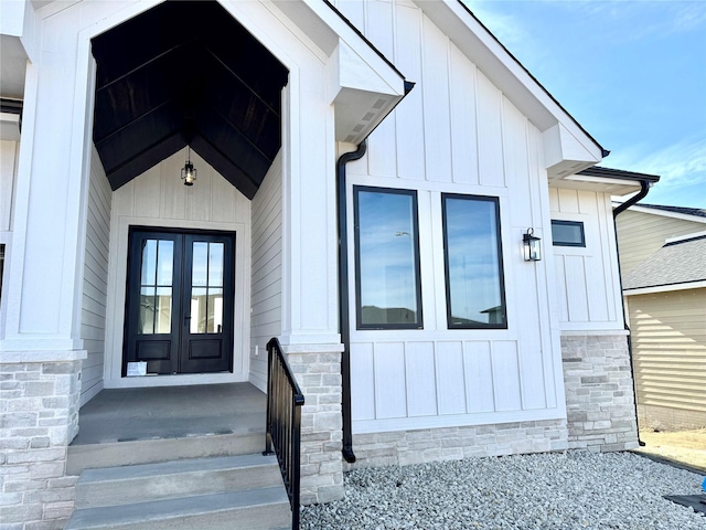 doorway to property with french doors