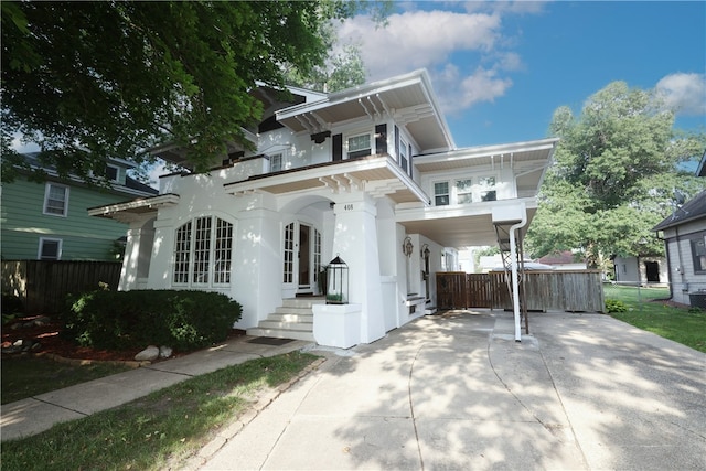 view of front of house featuring a carport