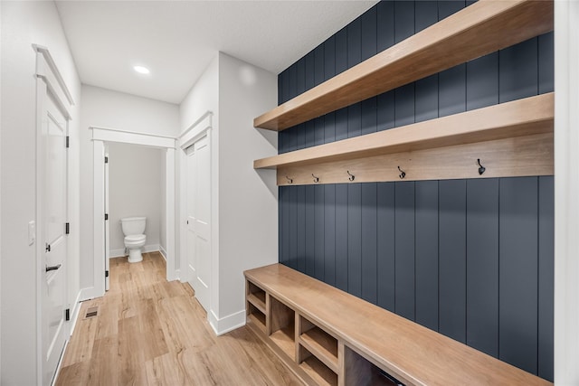 mudroom featuring light wood-type flooring