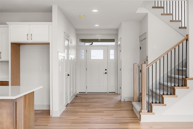 entryway with light wood-type flooring