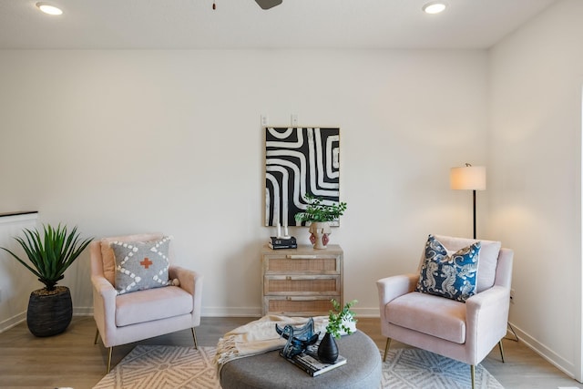 96 Keeneland Ct, Pleasant Hill, IA 50327 - sitting room with recessed lighting, ceiling fan, baseboards, and wood finished floors