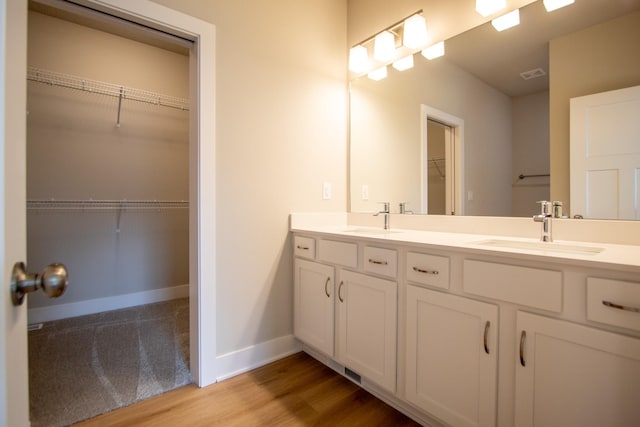 1303 NW Benjamin Dr, Ankeny, IA 50023 - bathroom featuring a spacious closet, visible vents, a sink, and double vanity
