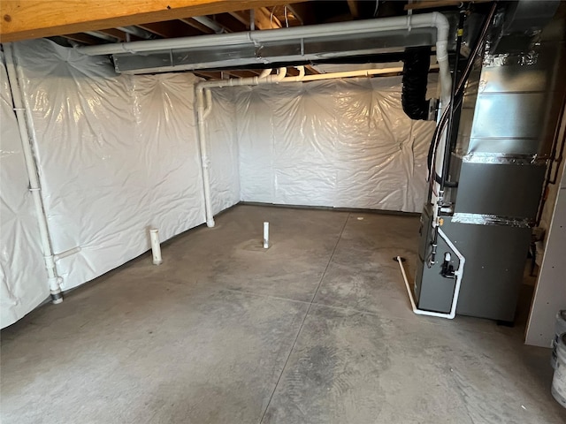 basement with heating unit