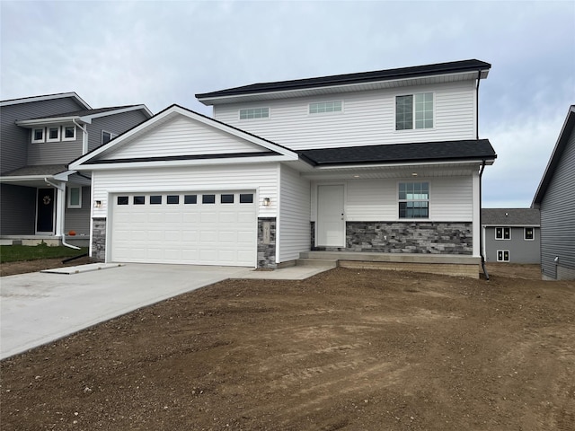 view of front facade featuring a garage