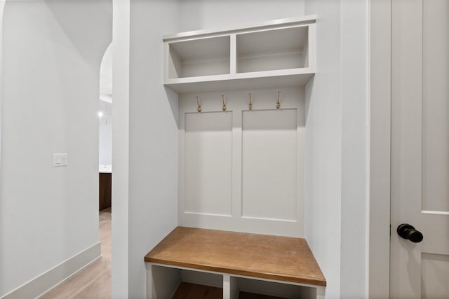 mudroom featuring light wood-type flooring