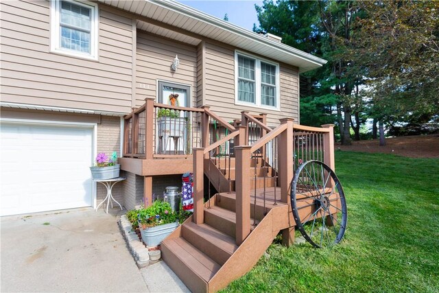 wooden deck featuring a yard