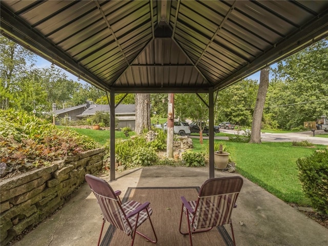 view of patio featuring a gazebo