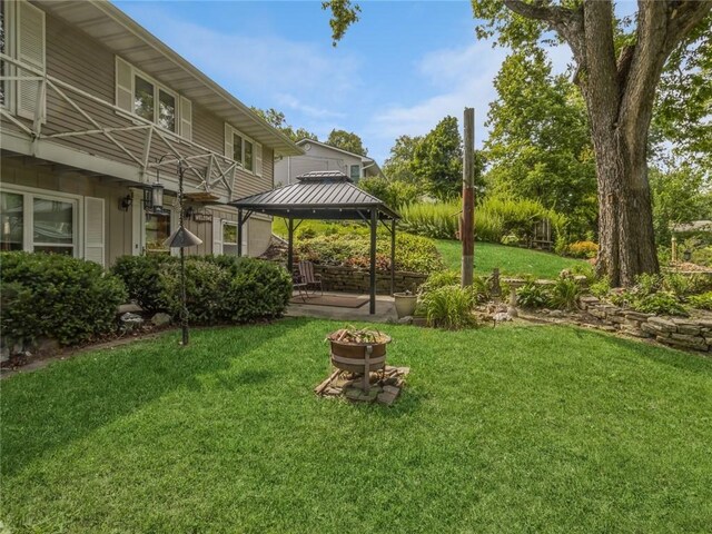 view of yard with a gazebo