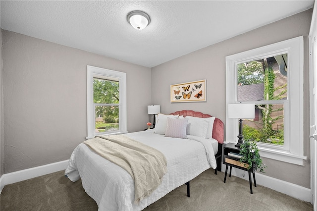 bedroom featuring carpet flooring and multiple windows