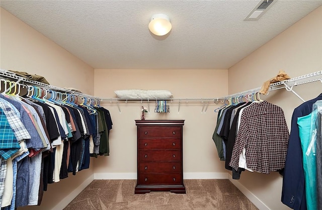 spacious closet featuring carpet floors