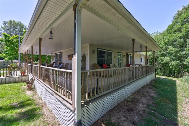 view of home's exterior with covered porch