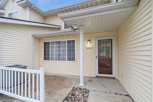 property entrance with central air condition unit