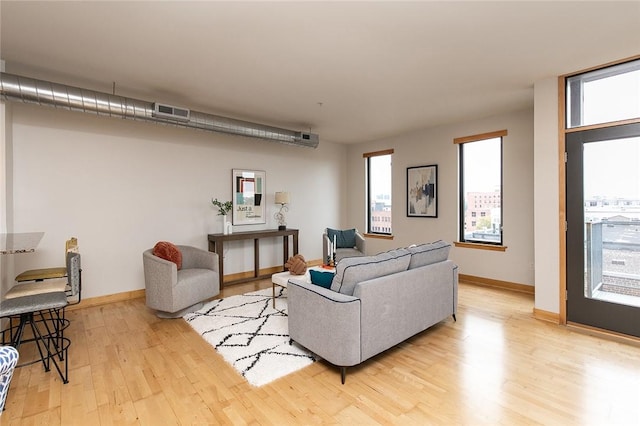 living room featuring light hardwood / wood-style flooring