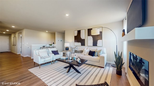 living room with wood-type flooring