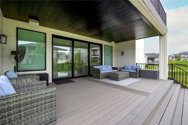 deck featuring an outdoor living space