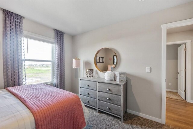 bedroom with light hardwood / wood-style floors