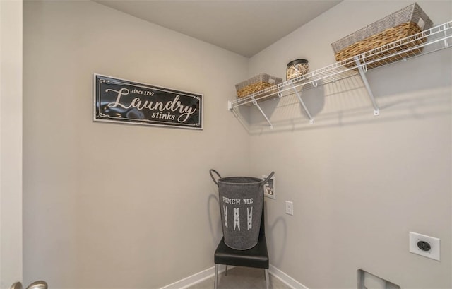 clothes washing area with hookup for an electric dryer