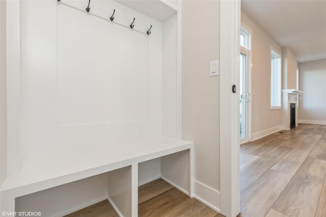 mudroom featuring light hardwood / wood-style flooring