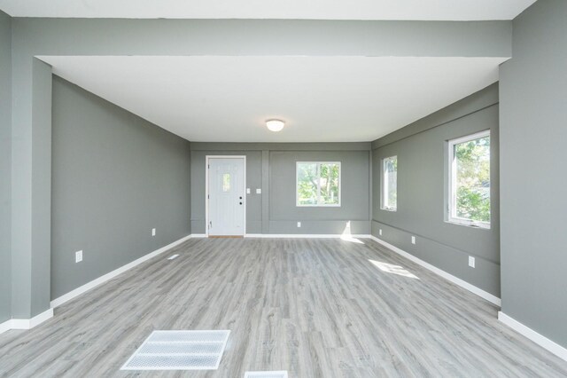 interior space with light hardwood / wood-style floors