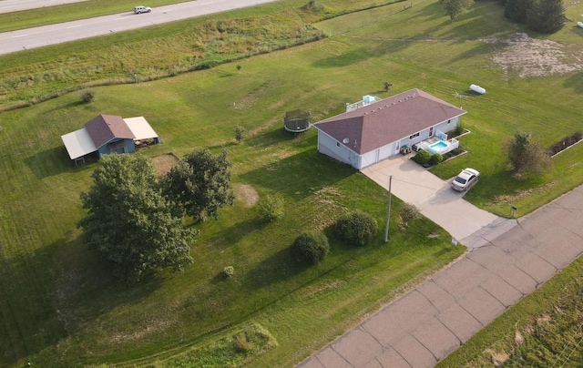 aerial view featuring a rural view