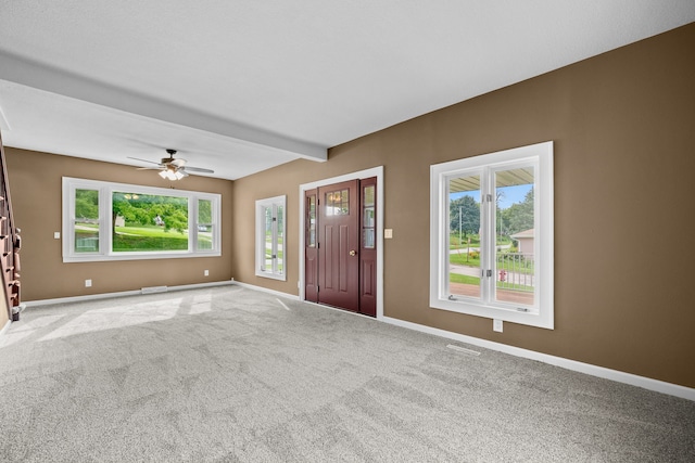 interior space with carpet and a wealth of natural light