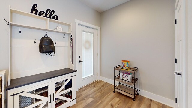 mudroom featuring light hardwood / wood-style floors