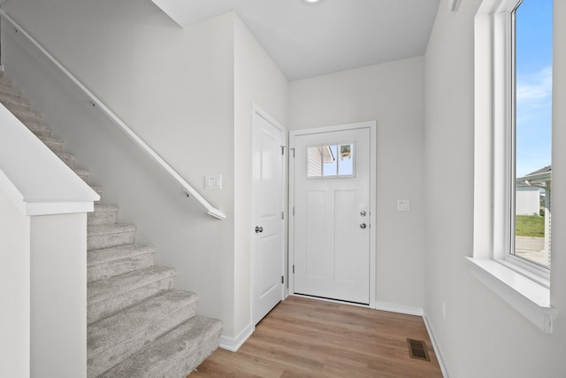 foyer featuring light wood-type flooring