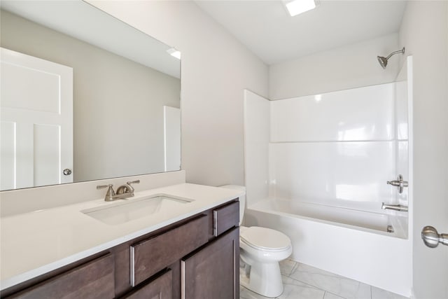 full bathroom featuring vanity, toilet, and tub / shower combination