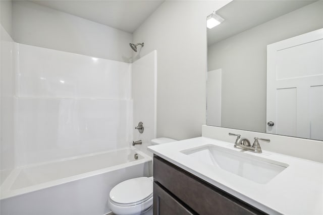 full bathroom with vanity, shower / bathtub combination, and toilet