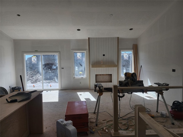 living room with a fireplace