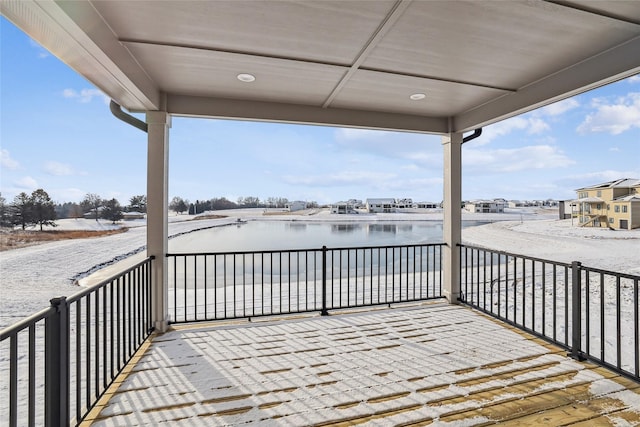 deck with a water view