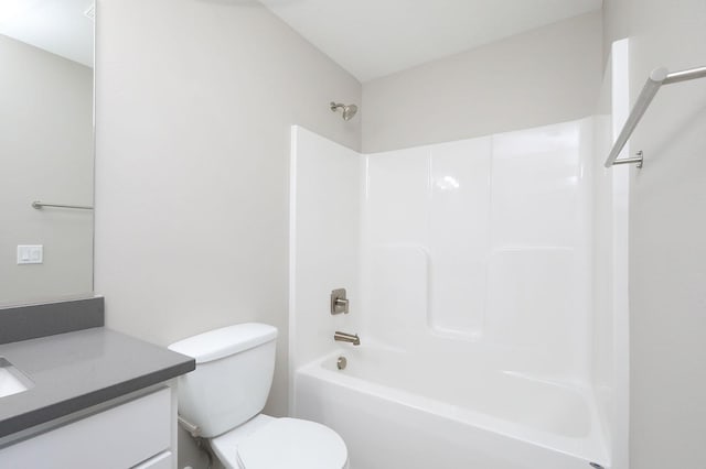 full bathroom with toilet,  shower combination, and vanity