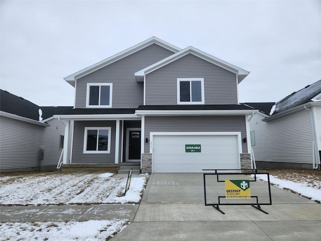 view of property featuring a garage