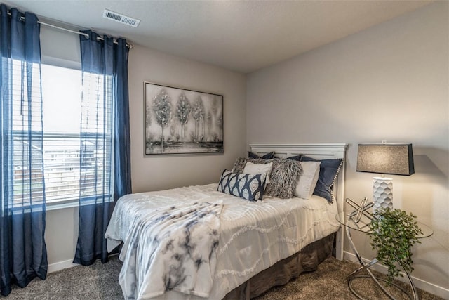 bedroom featuring multiple windows and carpet floors