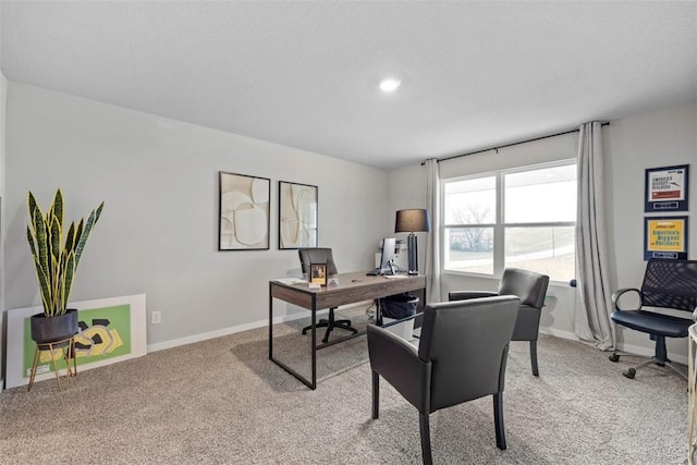 home office with carpet and baseboards