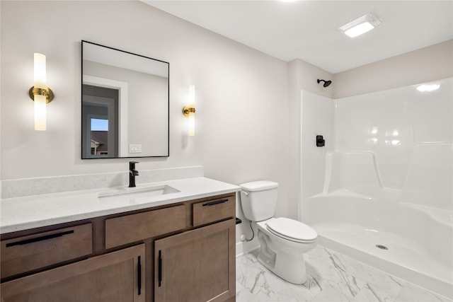 1129 NW 28th St, Grimes, IA 50111 - bathroom featuring vanity, marble finish flooring, and a shower