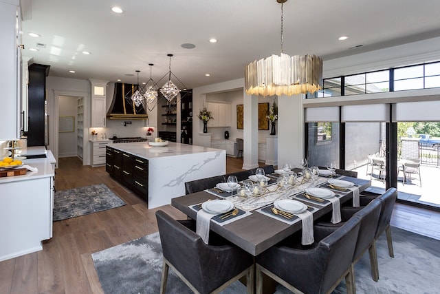 dining area featuring dark hardwood / wood-style floors