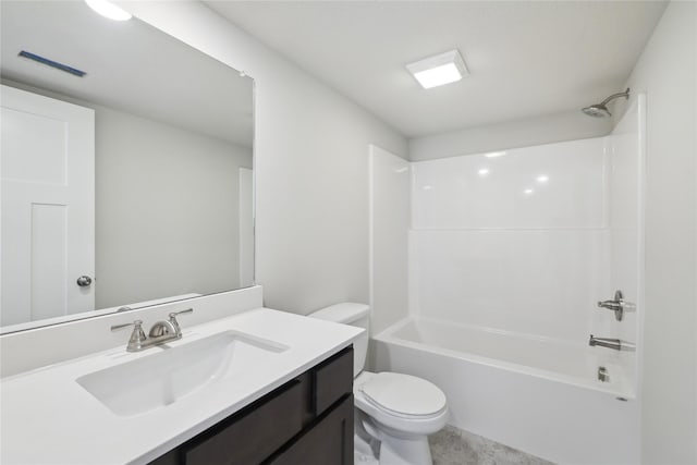 full bathroom with vanity, toilet, and tub / shower combination