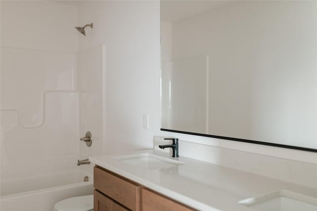 full bathroom with vanity, toilet, and shower / bath combination