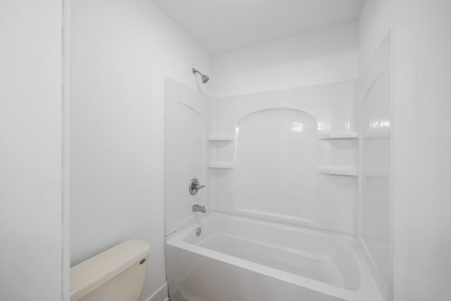 full bathroom with toilet and shower / washtub combination